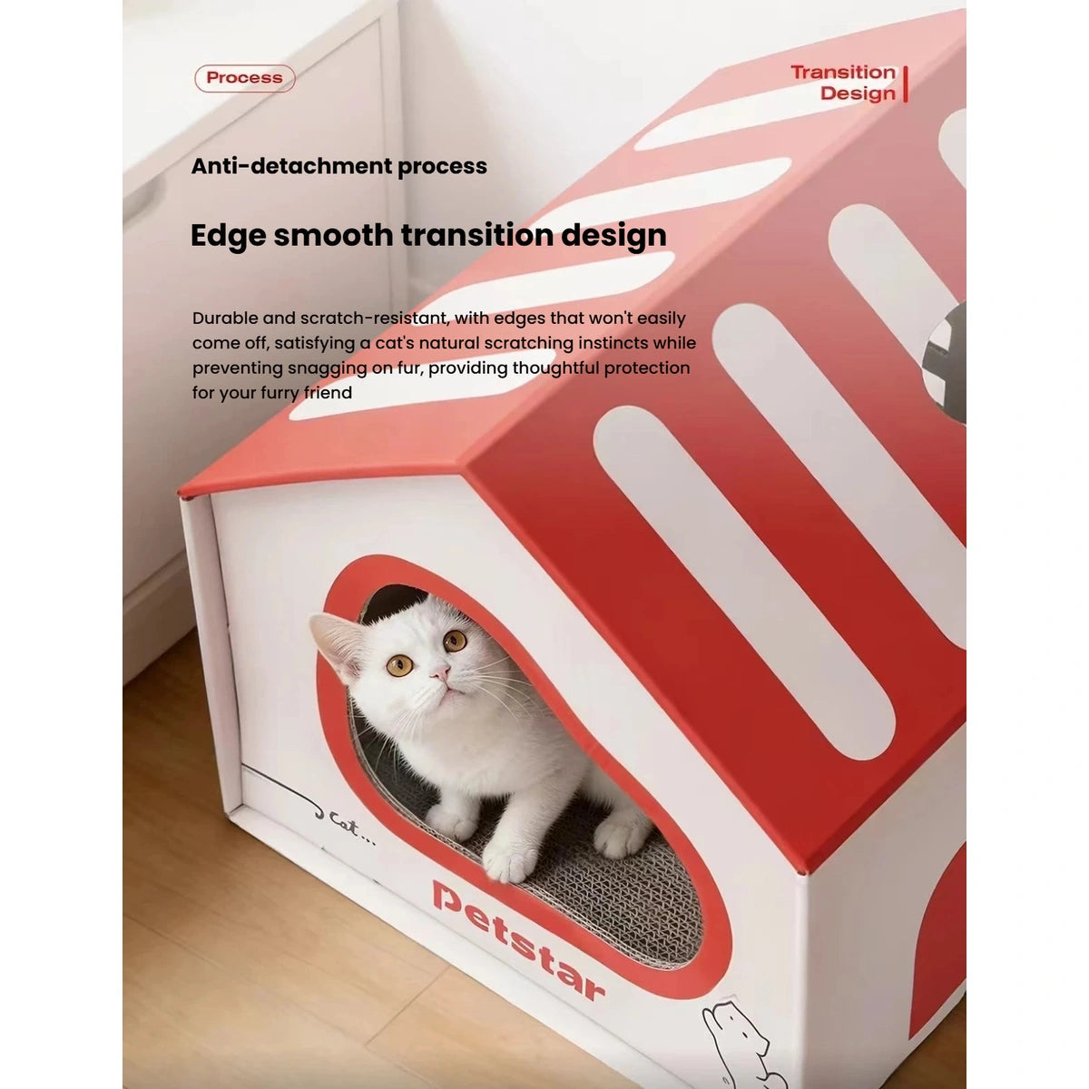 Angled view of the Petstar cat house roof and front entrance