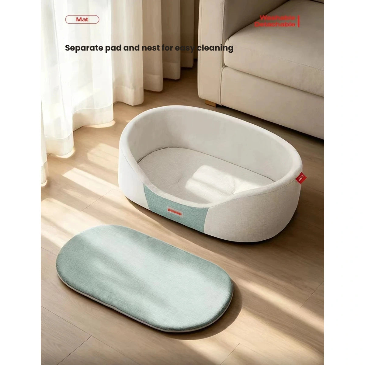 Petstar oval bed with its green cushion removed