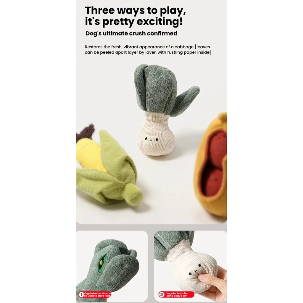 Three ways to play with the Petstar food-shaped dog toys