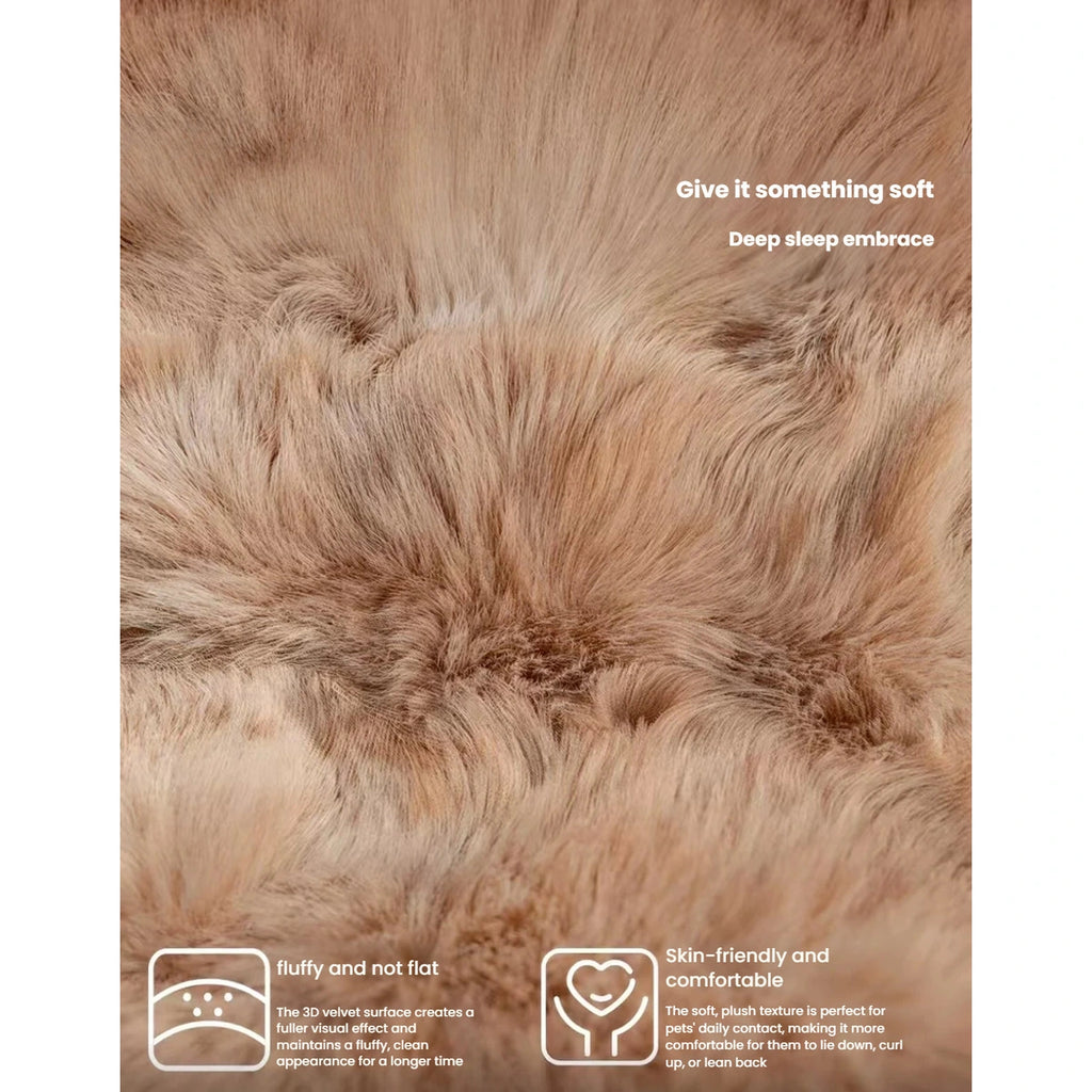 Close-up of the long plush fabric used on the cat bed