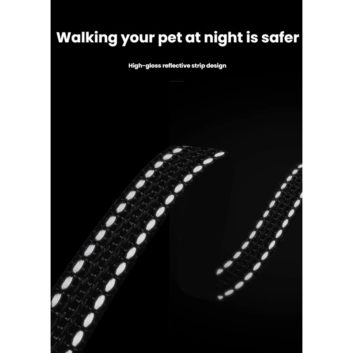 Reflective webbing on the DOGNESS JS05 leash in low light