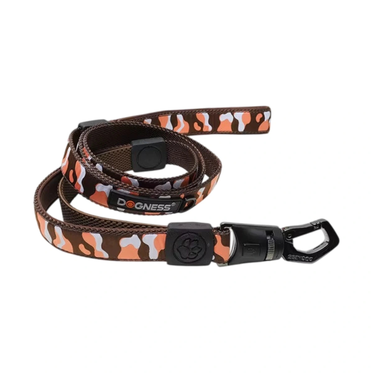 Brown patterned DOGNESS quick-release dog leash