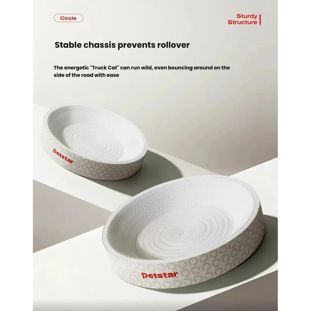 Two white Petstar round cat scratcher beds