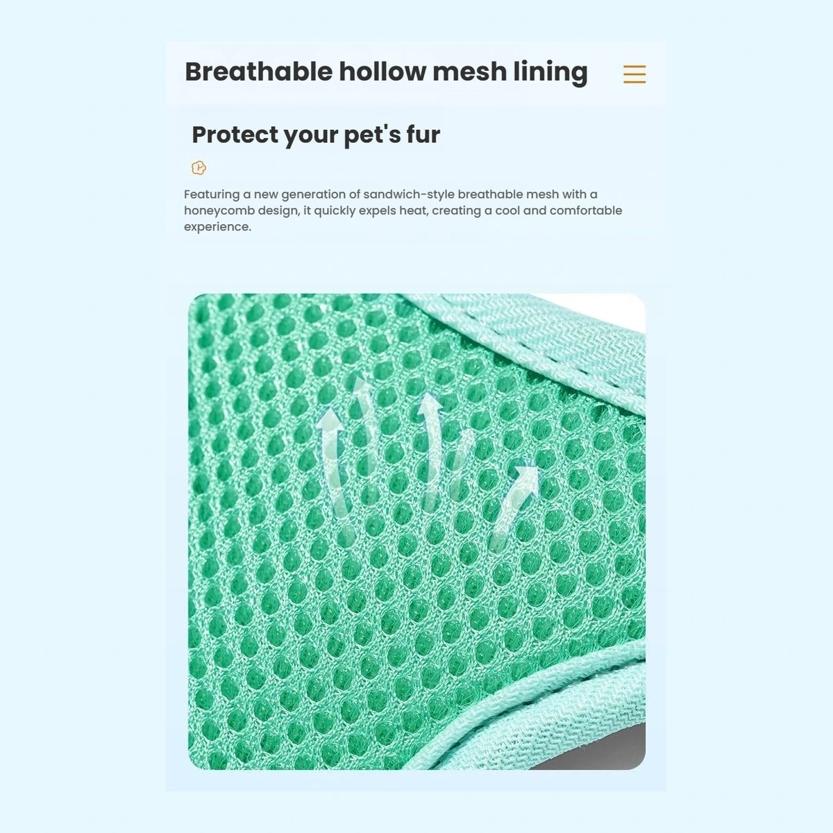 Close-up of the breathable mesh on the DOGNESS small pet harness