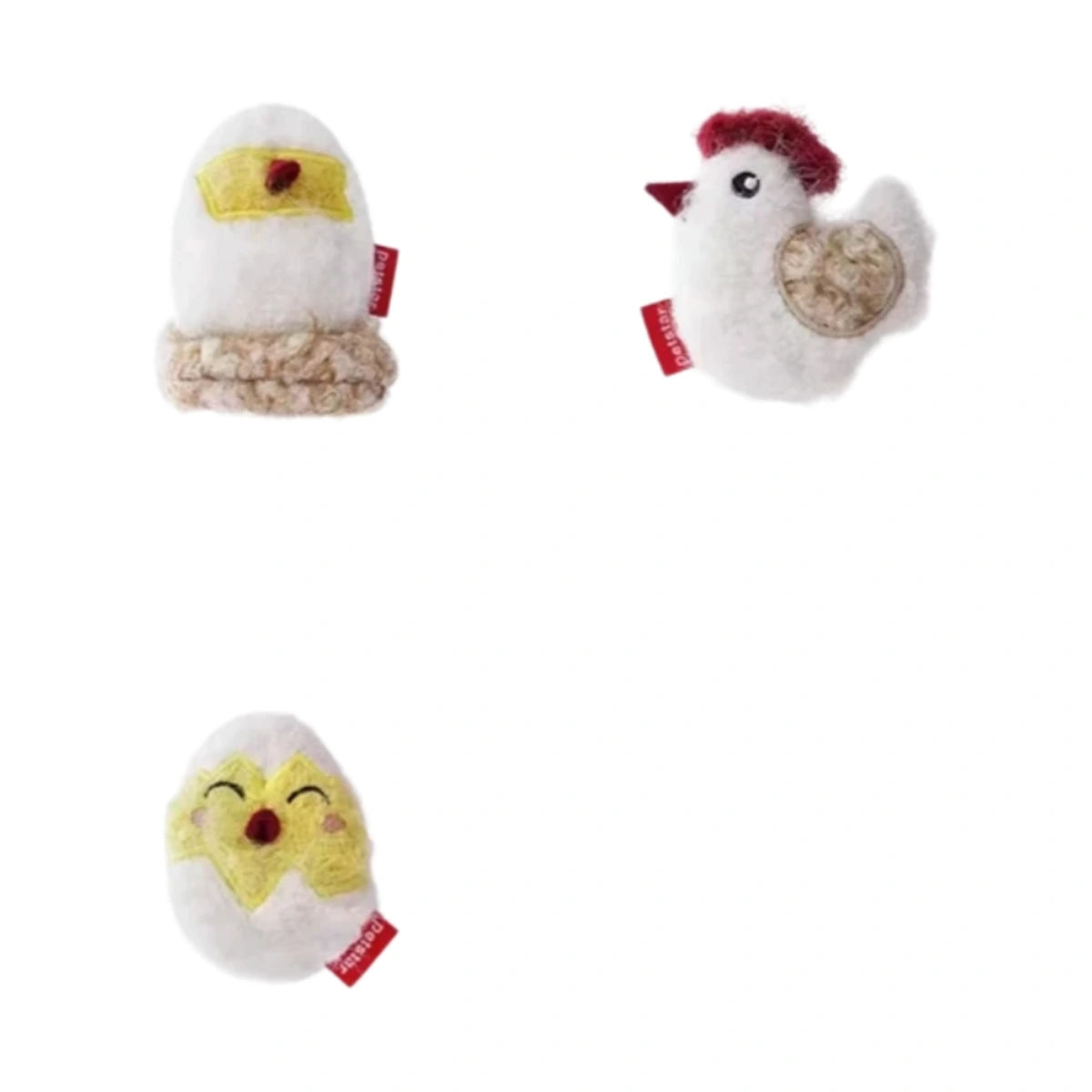Petstar chicken-themed plush cat toy set