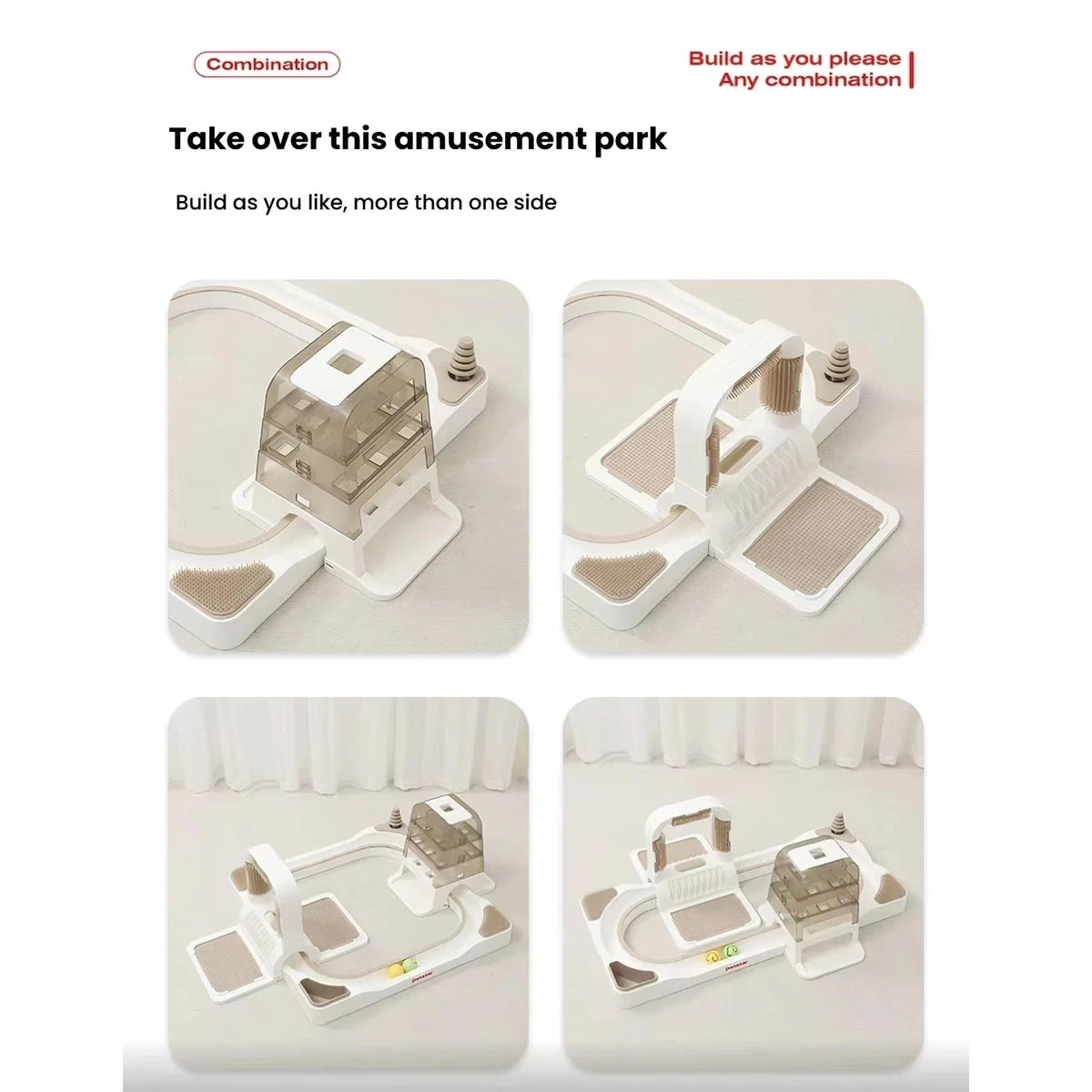 Petstar cat play station shown in multiple arrangements