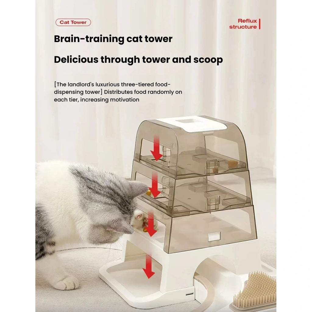 Cat climbing through the multi-level Petstar play station