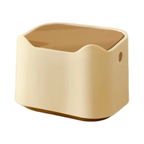 Beige cat litter waste bin front view