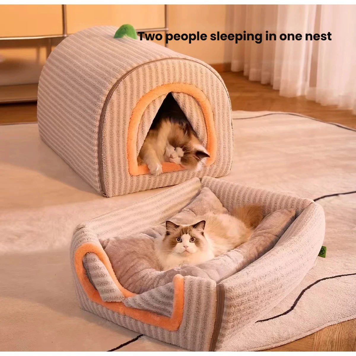 Cat stepping onto the cushion of the heated cave bed