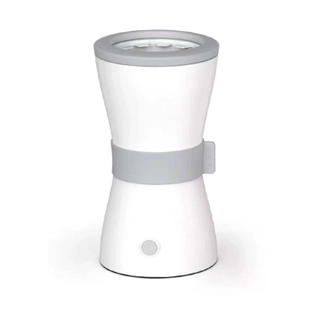 White automatic pet paw cleaner cup front view