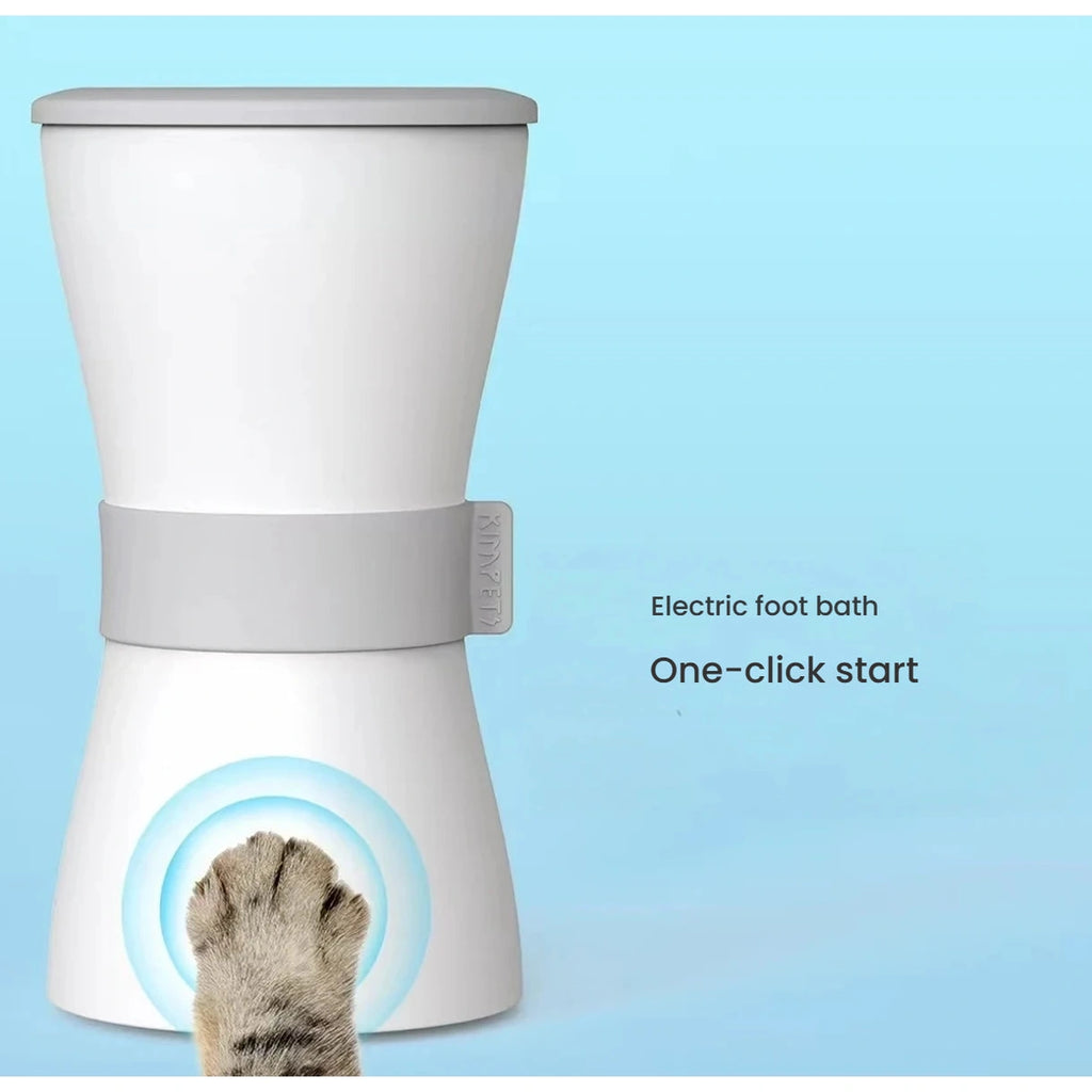 Blue automatic pet paw cleaner cup with push-button base