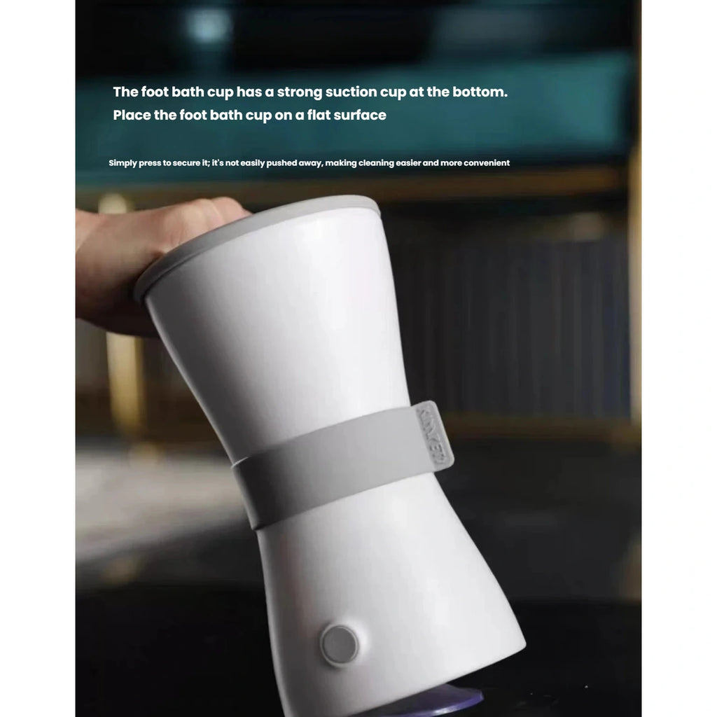 White automatic paw cleaner cup shown at an angle