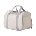 White soft-sided cat carrier bag with grey trim