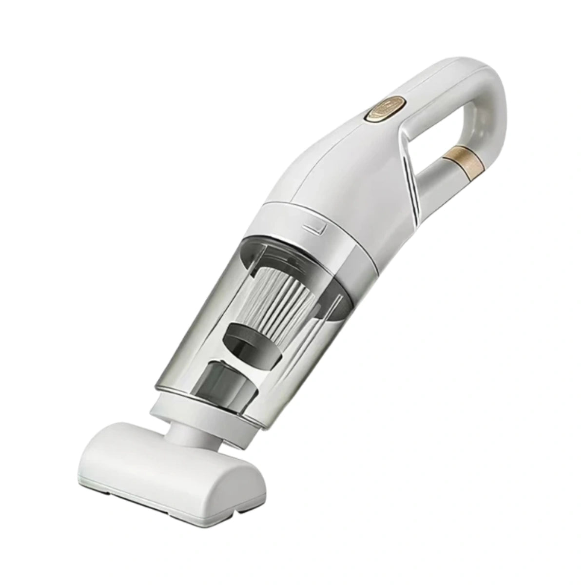 White handheld pet hair vacuum with roller head