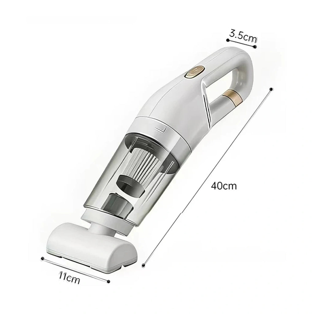 Dimensions diagram for the handheld pet hair vacuum