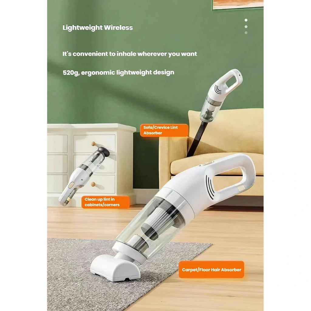 Pet hair vacuum used on bedding and floor surfaces