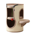Two-tier cat tree house with upper perch and enclosed base