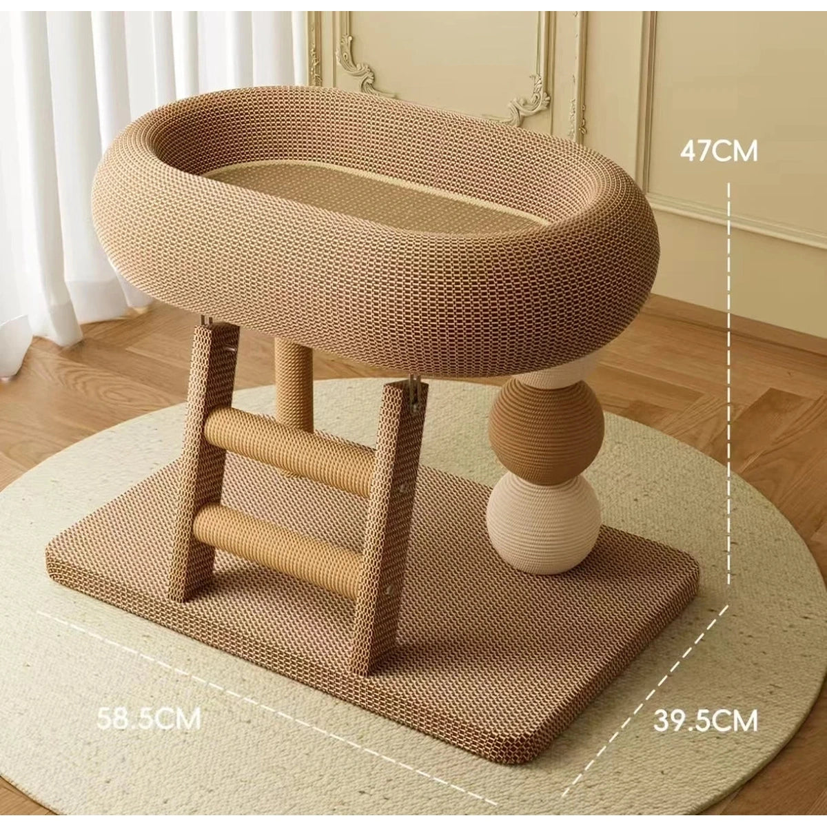 Brown sisal cat scratcher bed dimensions diagram