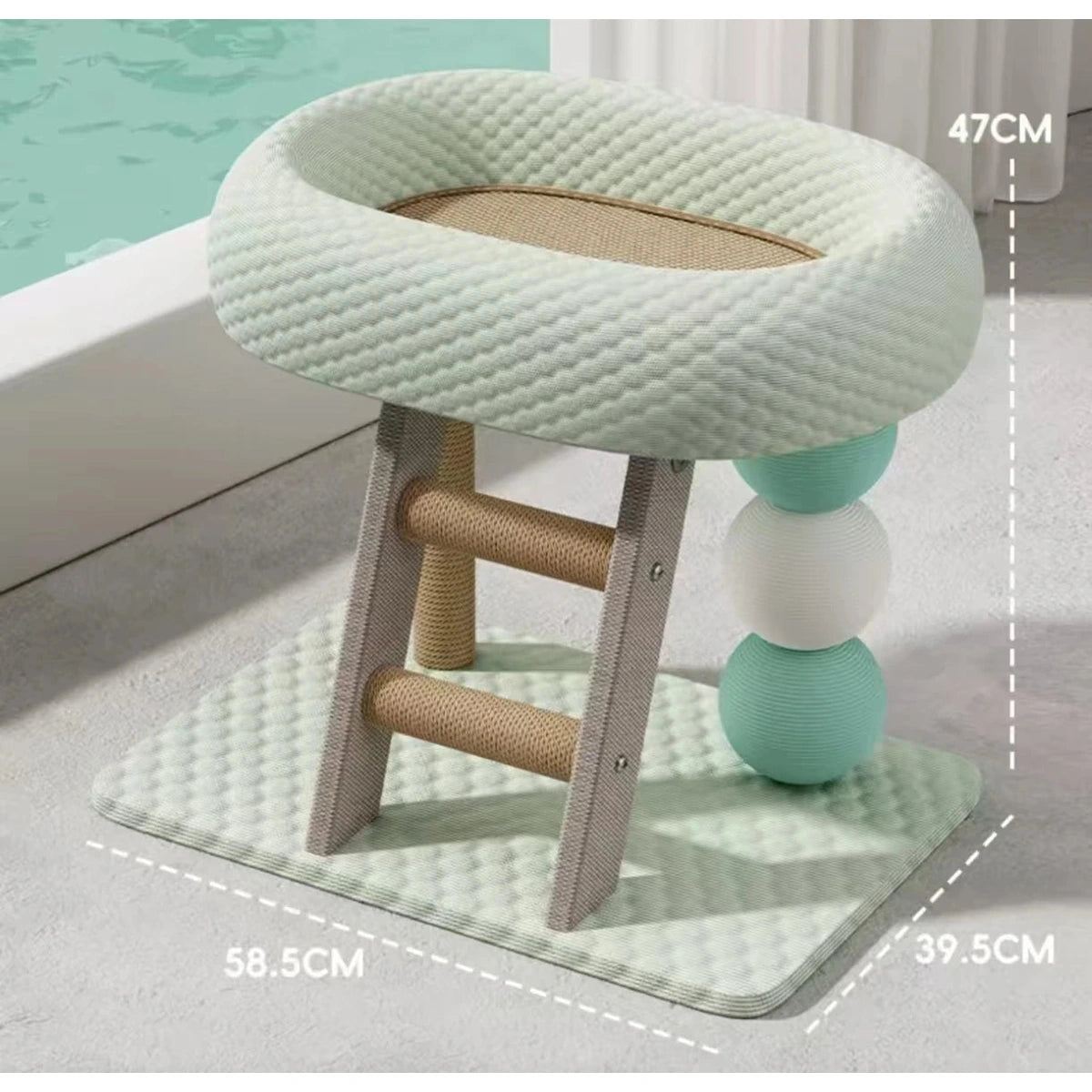 Mint cooling-fabric cat scratcher bed dimensions diagram